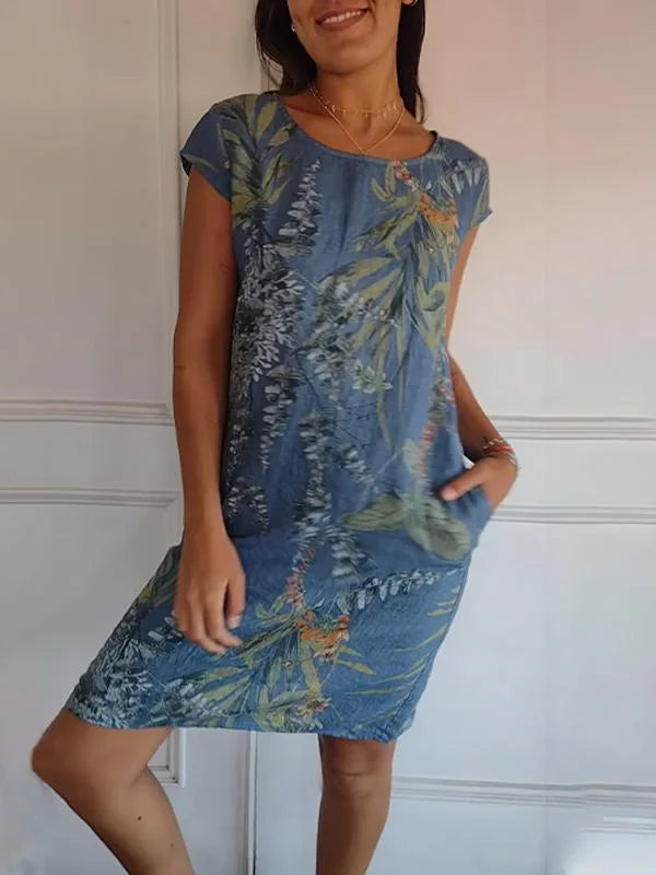Britt – Vestido con dibujos y cuello redondo