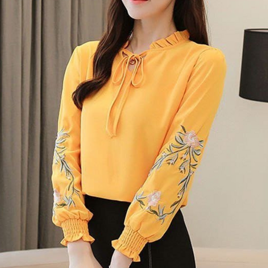 Blusa Amarilla con Bordado Floral