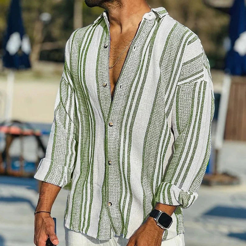 Oliver - Camisa de lino para hombre, ligera y de verano