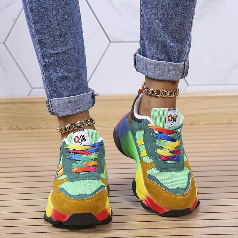 Jolie - Zapatillas coloridas de suela gruesa para mujer