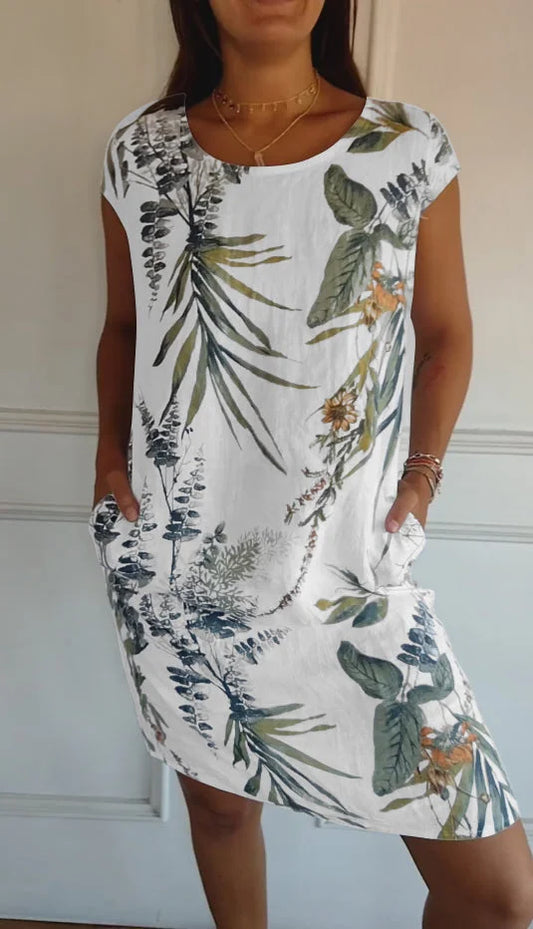 Britt – Vestido con dibujos y cuello redondo