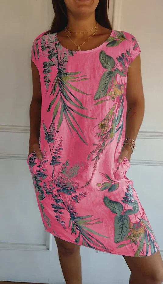 Britt – Vestido con dibujos y cuello redondo