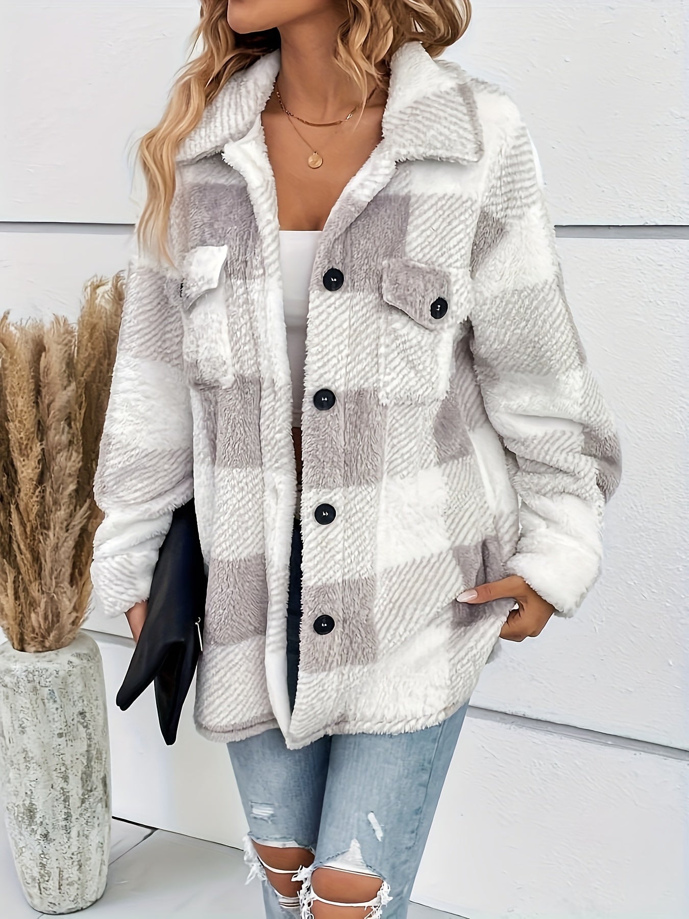 Alice – Chaqueta de Cuadros Felpa