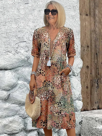 Melina – Cómodo Vestido Midi con Escote en V