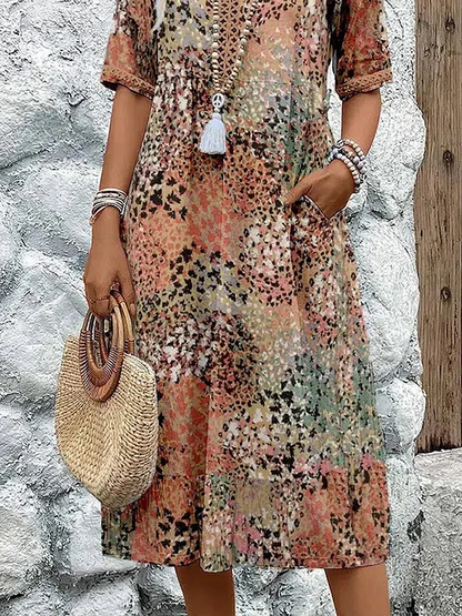 Melina – Cómodo Vestido Midi con Escote en V