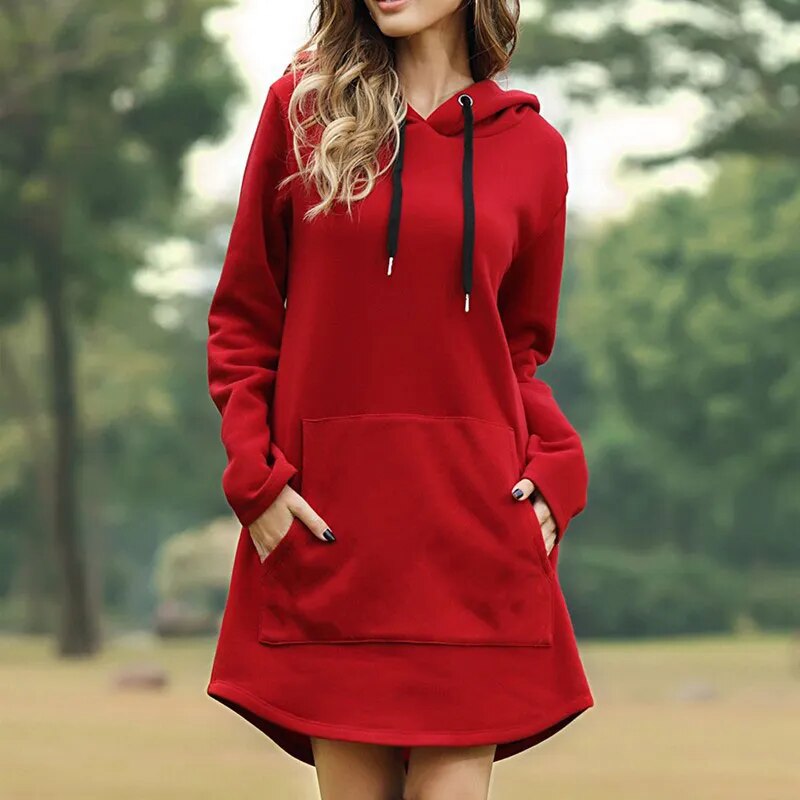 Juris – Vestido Sudadera con Capucha Largo