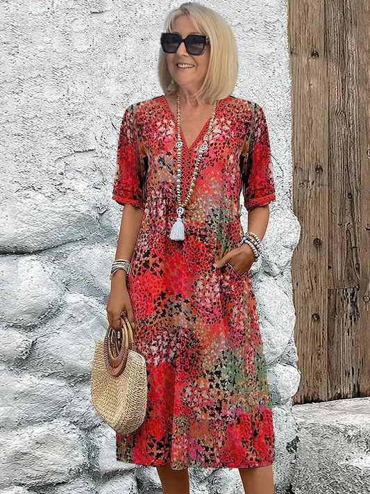 Melina – Cómodo Vestido Midi con Escote en V