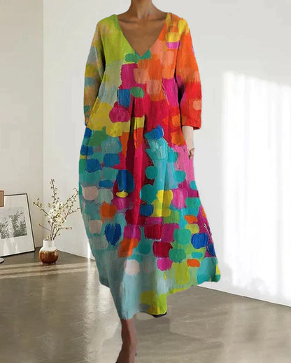 Noemi – Vestido Amplio con Impresión Artística