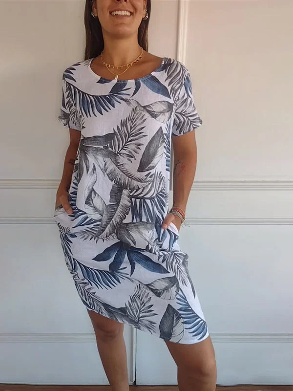 Britt – Vestido con dibujos y cuello redondo