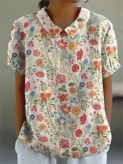 Helena – Blusa Vintage de Flores para Mujer