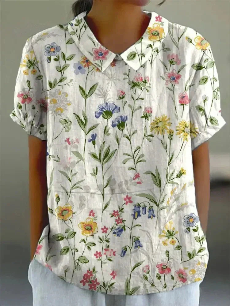 Helena – Blusa Vintage de Flores para Mujer