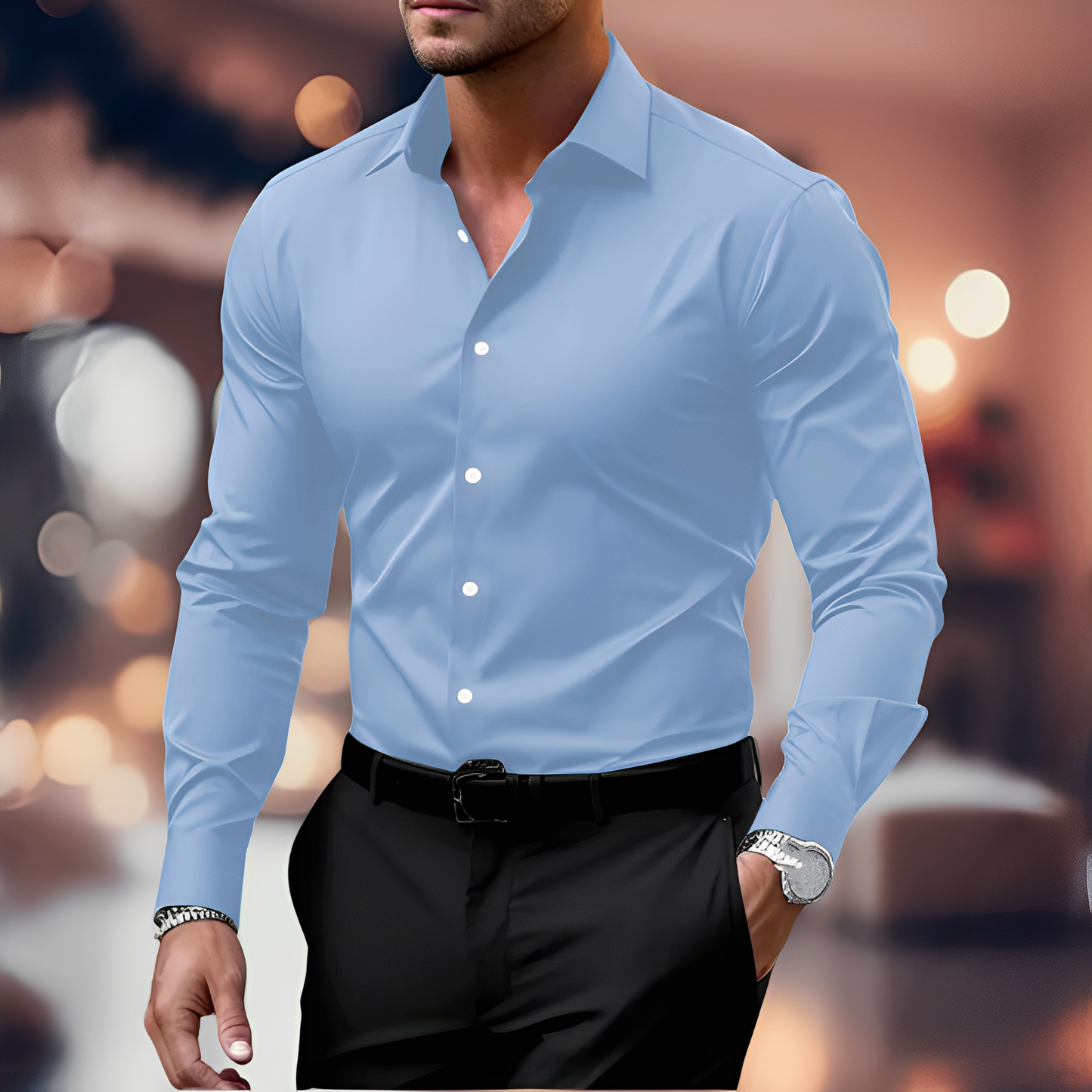 Olivier - Camisa de Algodón que Respira para Hombres
