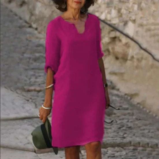 Lina – Vestido de mujer con escote en V y mangas 3/4