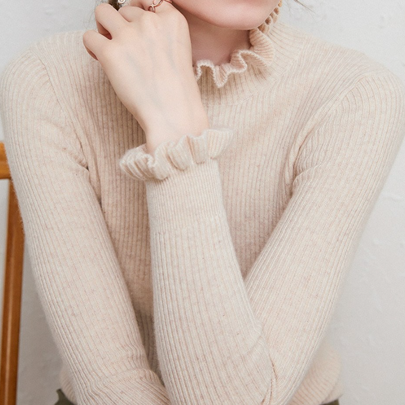 Alva – Suave Jersey de Cashmere de Cuello Alto