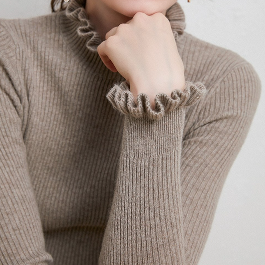 Alva – Suave Jersey de Cashmere de Cuello Alto