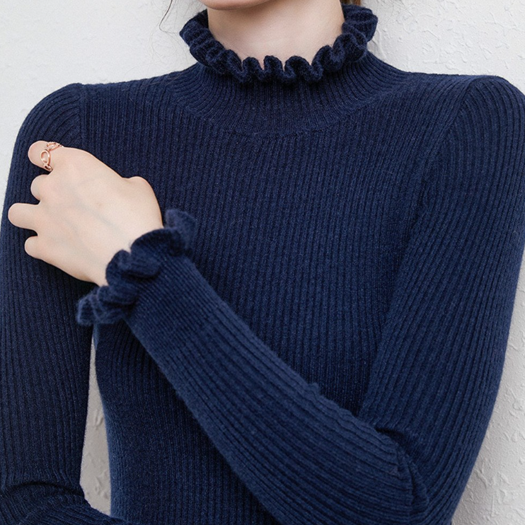 Alva – Suave Jersey de Cashmere de Cuello Alto
