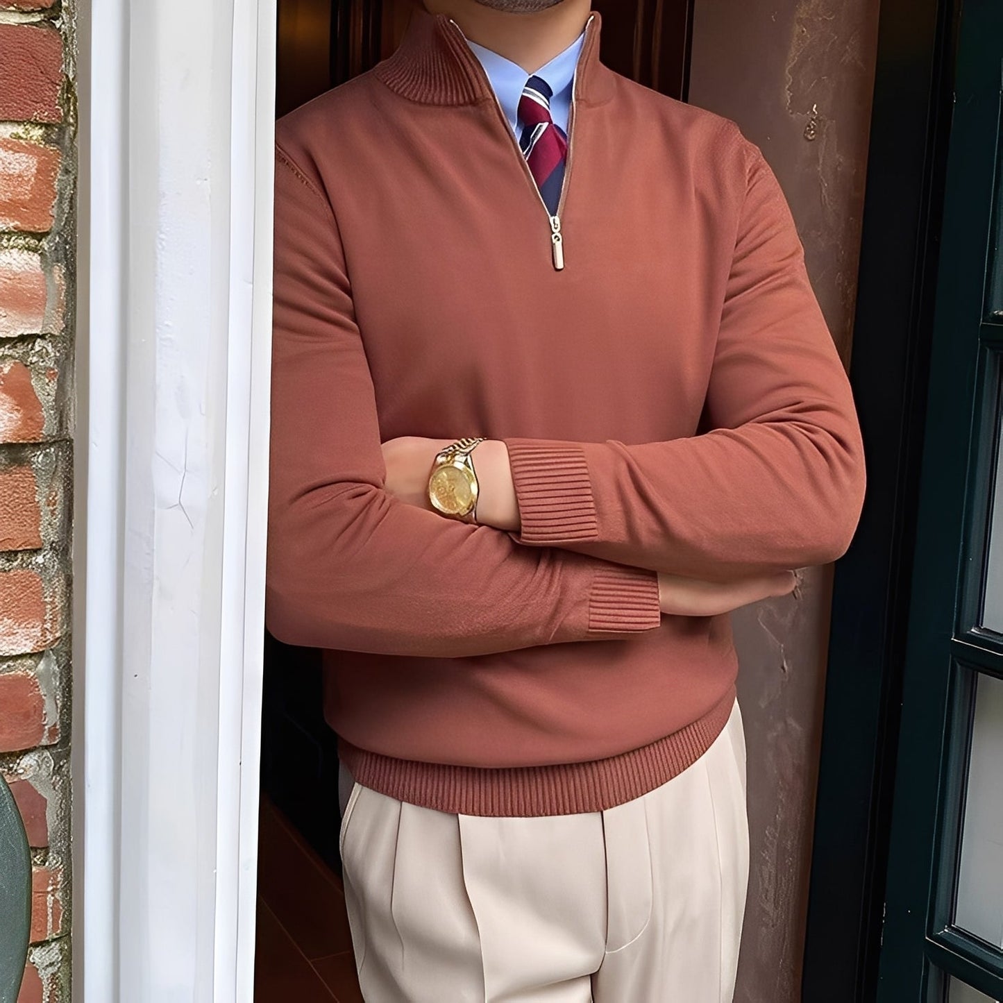 Osbert - Suéter elegante con cremallera para hombres