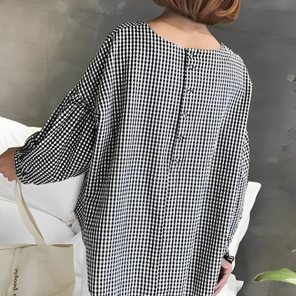 Tahlia - Blusa casual de cuadros con diseño asimétrico para mujeres