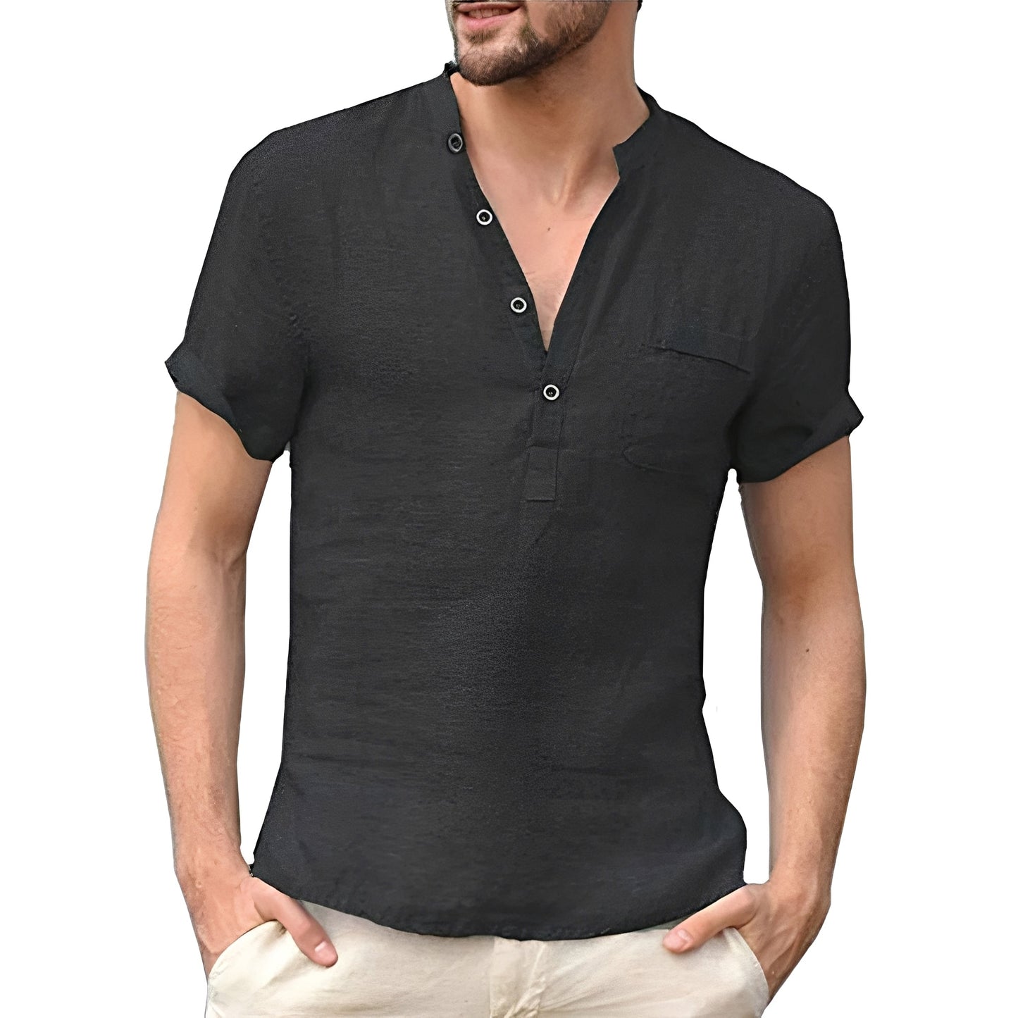 Alton - Camisa corta de lino para hombres