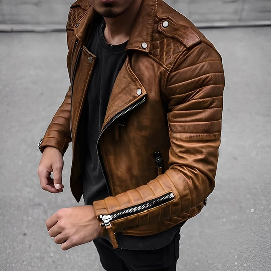 Easton - Chaqueta de cuero para hombres con diseño elegante y retro