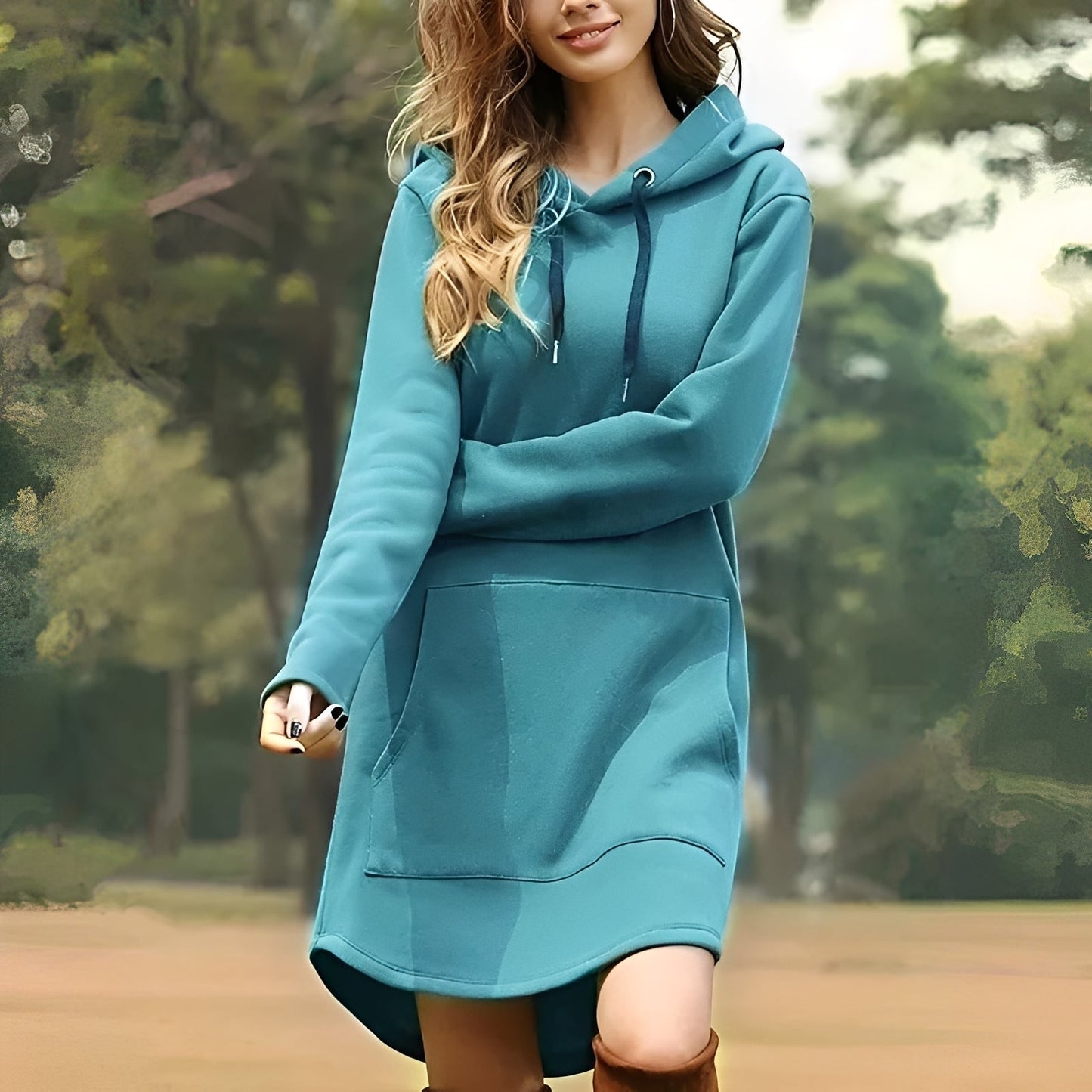 Lorraine - Vestido largo con capucha para mujeres, estilo relajado