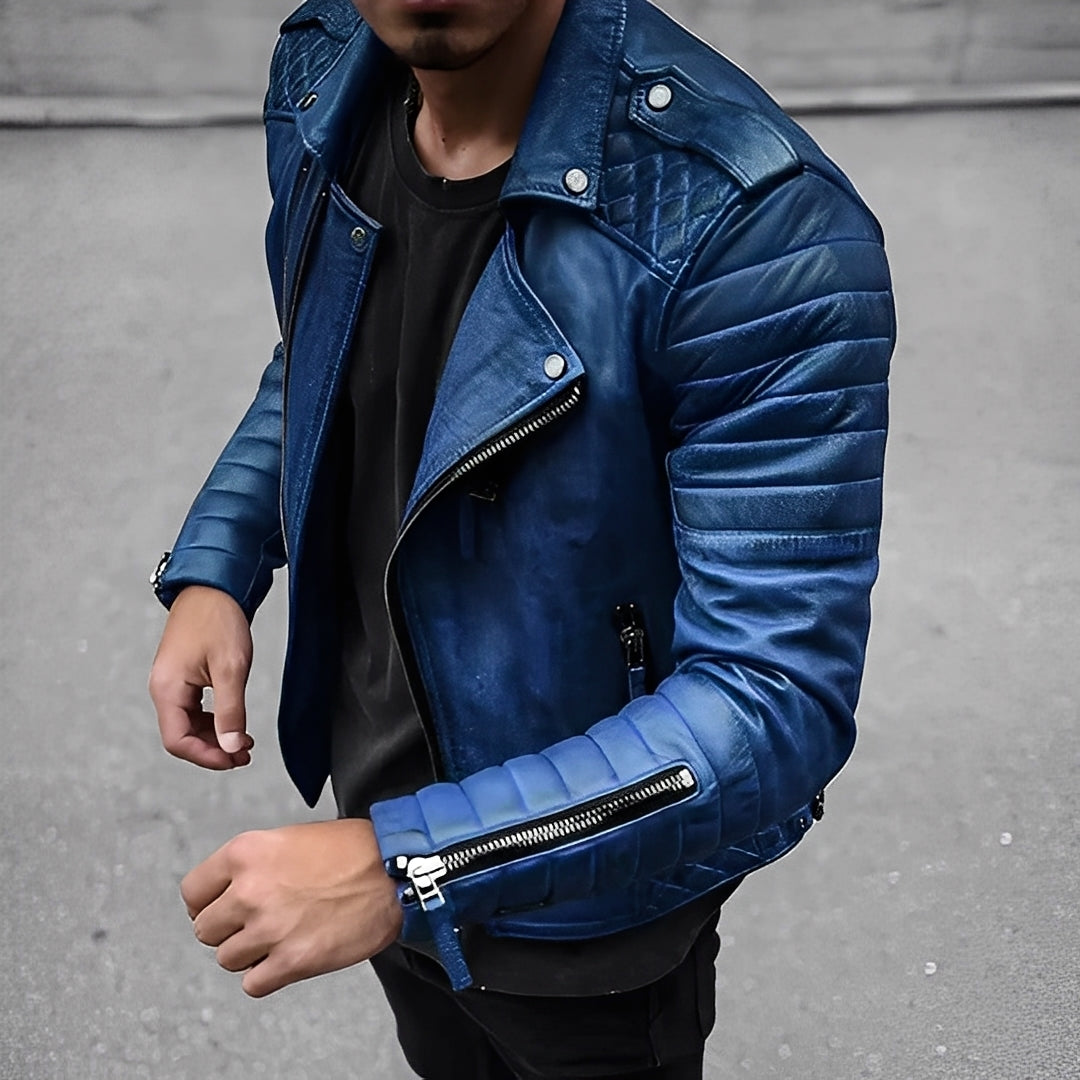 Easton - Chaqueta de cuero para hombres con diseño elegante y retro