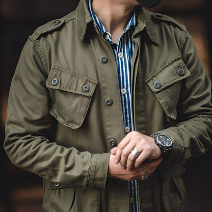 Arnold - Chaqueta clásica con lavado y bolsillos para hombres