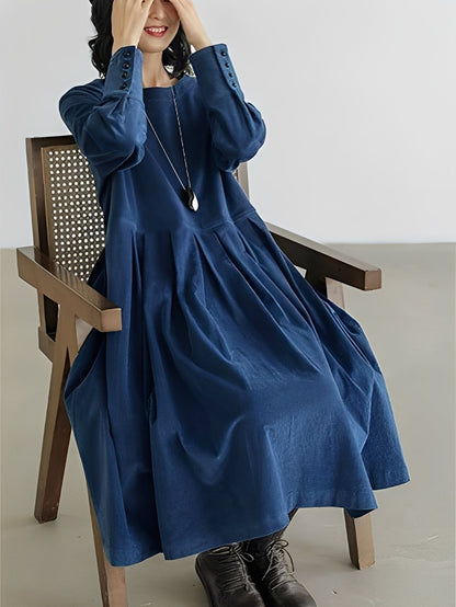 Shyanne - Vestido holgado de pana casual con bolsillos para mujer