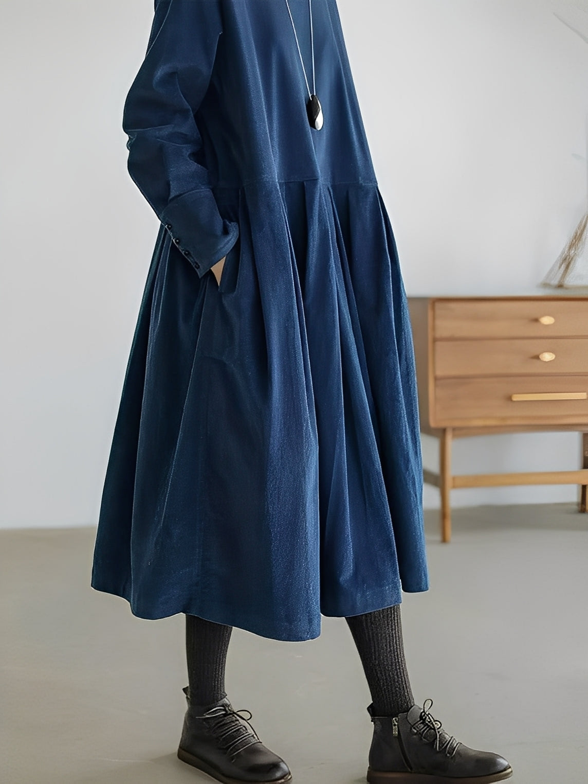 Shyanne - Vestido holgado de pana casual con bolsillos para mujer