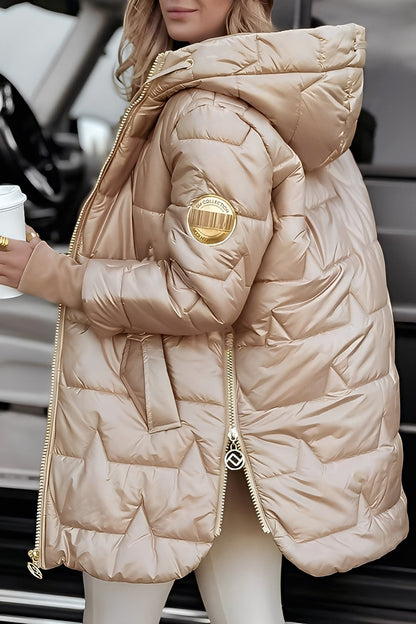 Georgina - Abrigo con capucha elegante de plumas para mujeres