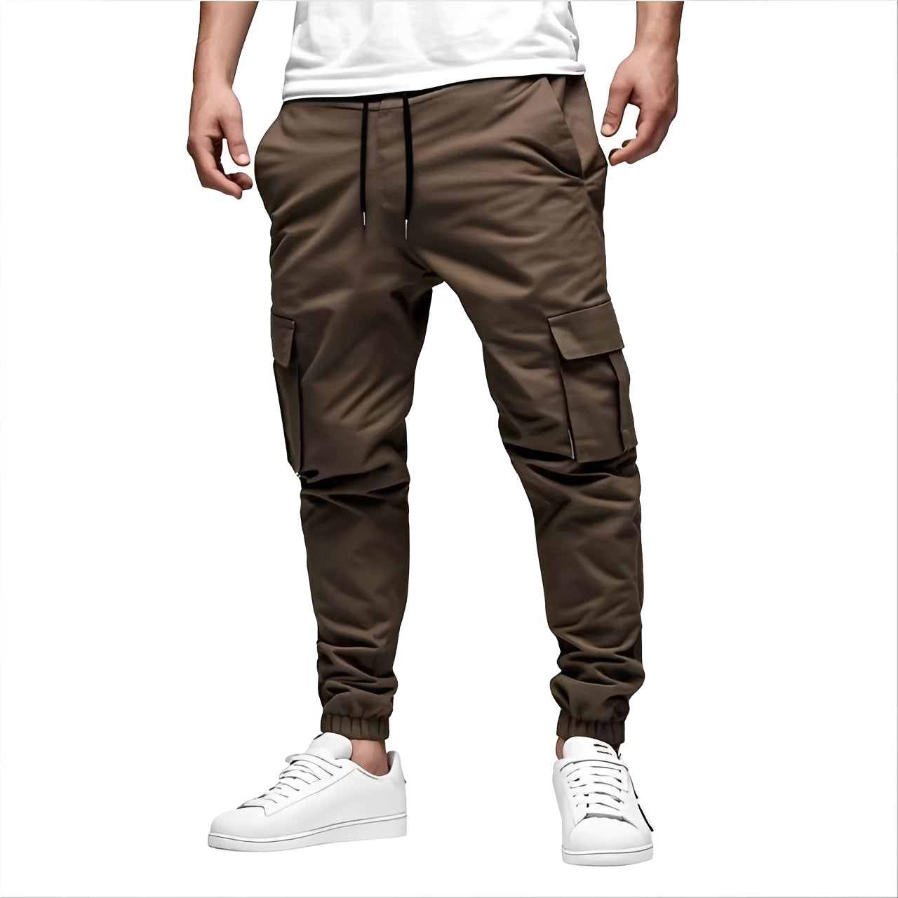 Tevin - Pantalón cargo ajustado elástico para hombre, estilo informal