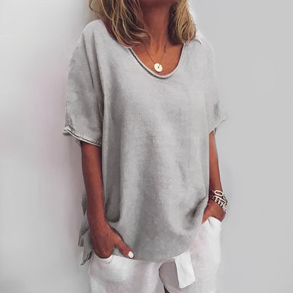 Lena – Clásica Blusa de Manga Corta