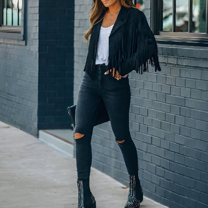 Margo – Elegante Chaqueta de Otoño con Flecos para Mujeres