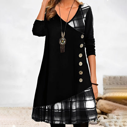 Shawnee - Vestido casual de parches con cuadros para mujer