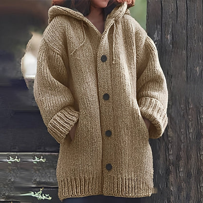Jaqueline - Chaqueta de punto cálida con capucha para mujeres
