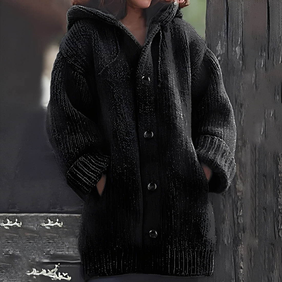 Jaqueline - Chaqueta de punto cálida con capucha para mujeres