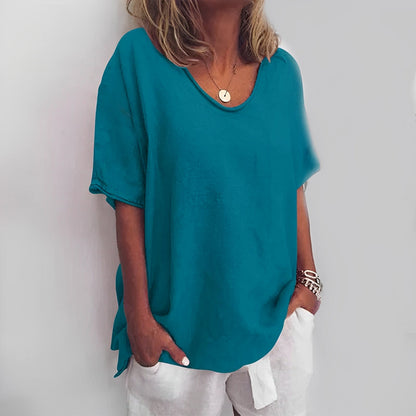 Lena – Clásica Blusa de Manga Corta