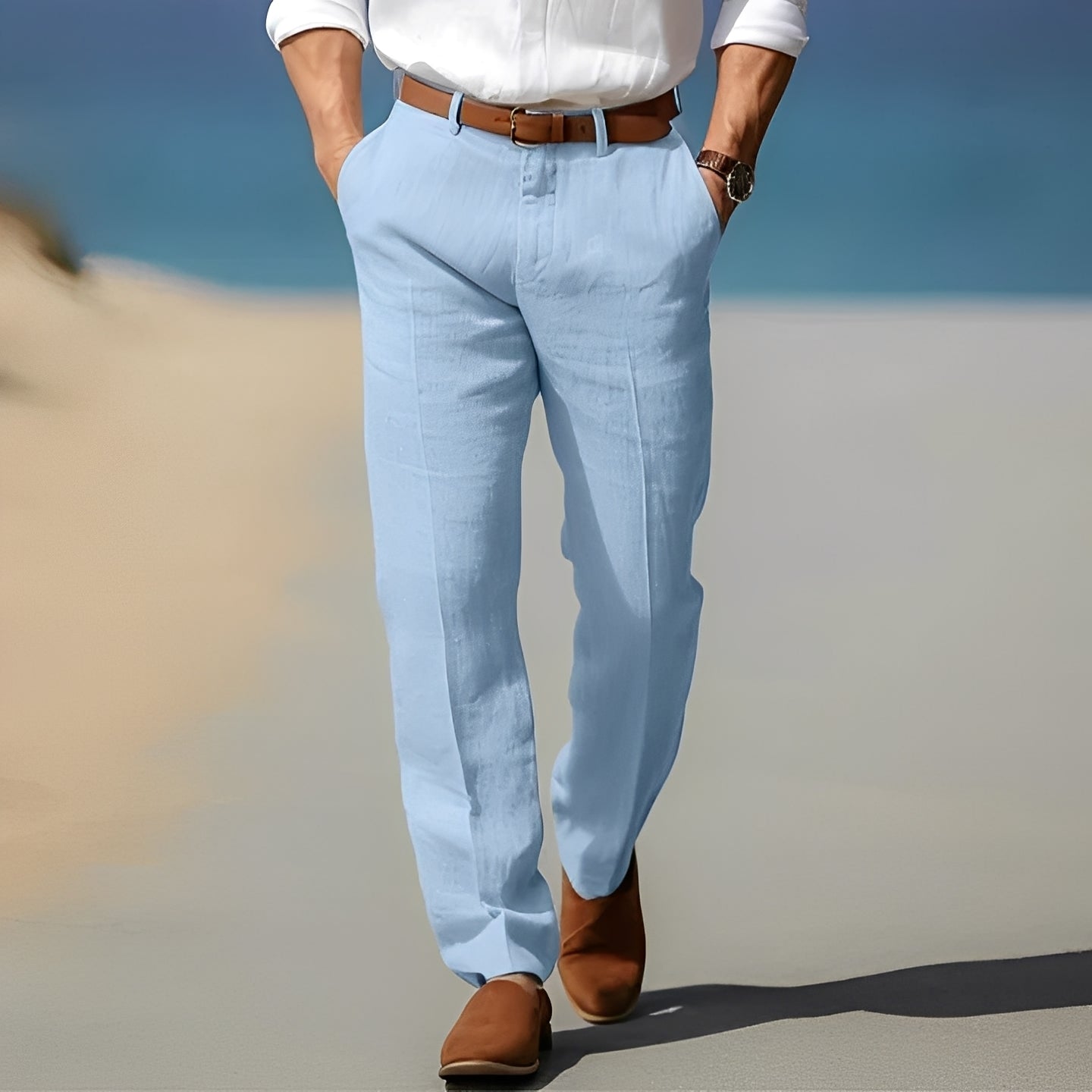 Trent - Pantalón de lino para hombres, casual y elegante