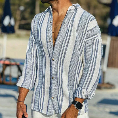 Oliver - Camisa de lino para hombre, ligera y de verano