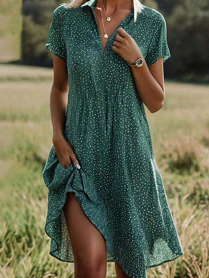 Liora – Vestido camisero midi con mangas cortas