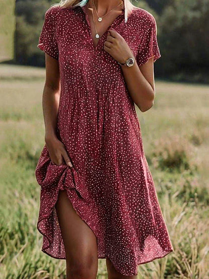 Liora – Vestido camisero midi con mangas cortas