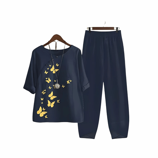 Katarina – Conjunto de Blusa y Pantalones Estampados