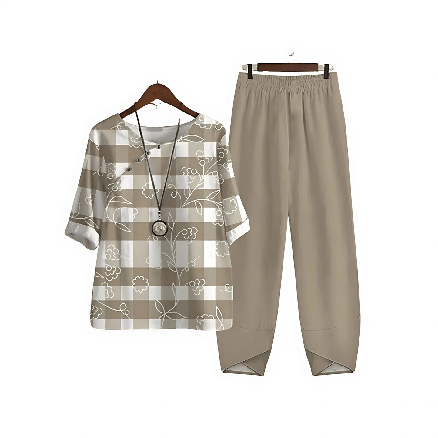 Katarina – Conjunto de Blusa y Pantalones Estampados