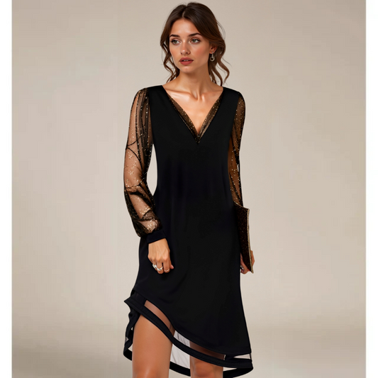 Matilda – Vestido de noche con mangas transparentes
