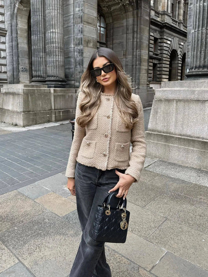 Melinda – Blazer de tweed en diseño clásico