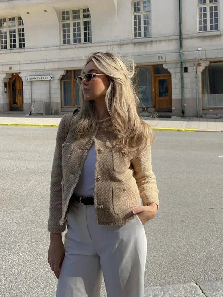 Melinda – Blazer de tweed en diseño clásico