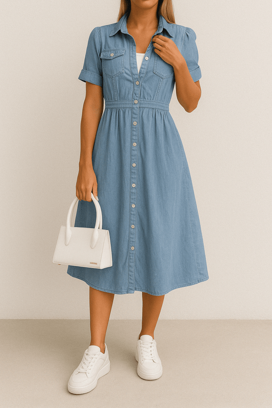 Rebekka – Vestido midi vaquero con encanto