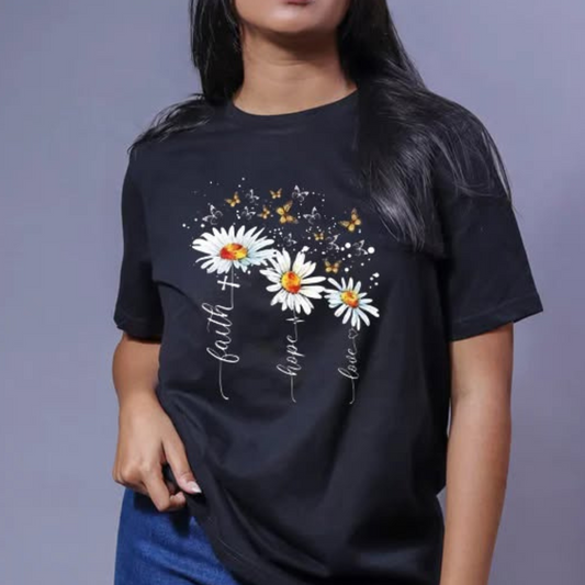Camiseta con Gráfico de Margaritas