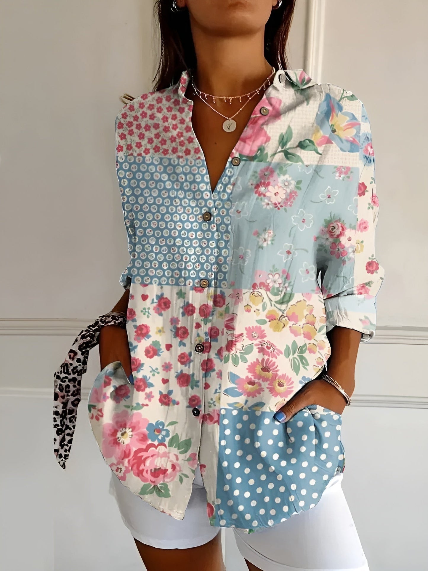 Marleen – Blusa con botones y mangas largas