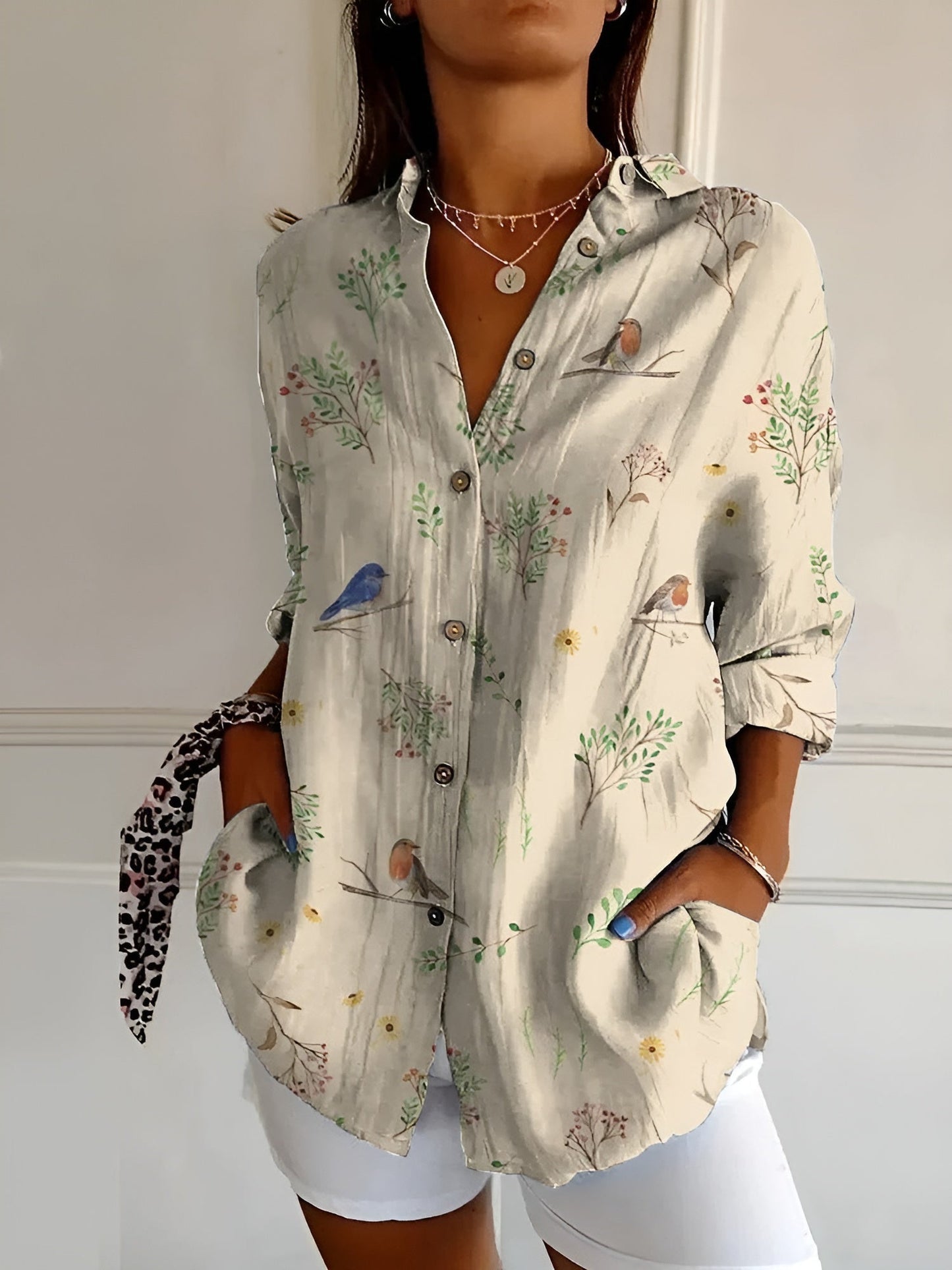 Marleen – Blusa con botones y mangas largas